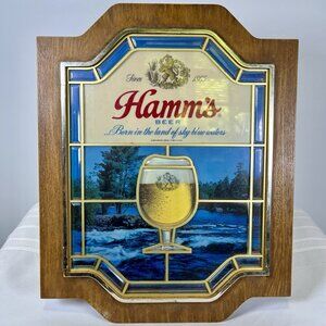 Vintage Hamm’s Beer Sign From The Land Of Sky Blue Waters Advertising 18”x14.25”